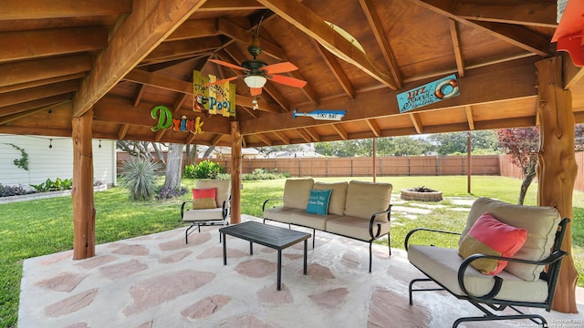 14534 Gunter Ave, San Antonio, TX 78254 - view of patio / terrace with a gazebo, ceiling fan, and an outdoor living space