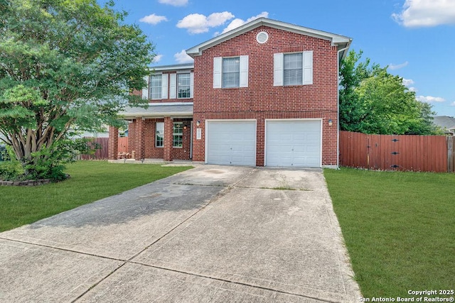 105 Alexis Way, Kyle, TX 78640 - traditional-style home featuring concrete driveway, an attached garage, and brick siding