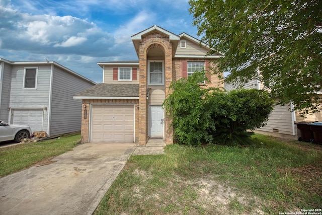 227 Mallow Grove, San Antonio, TX 78253 - traditional home featuring concrete driveway, a shingled roof, brick siding, and a garage