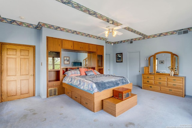 3619 Running Spgs, San Antonio, TX 78261 - bedroom featuring light carpet, baseboards, and ceiling fan
