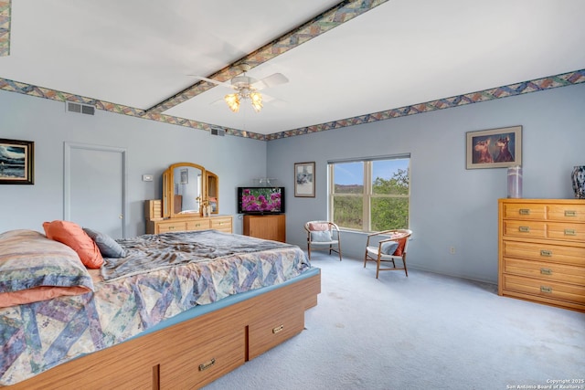 3619 Running Spgs, San Antonio, TX 78261 - bedroom featuring light carpet and ceiling fan