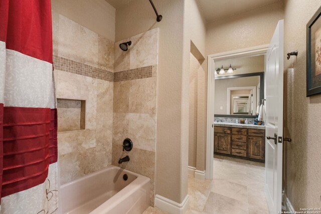 44 Oakland, Boerne, TX 78006 - full bath with  shower combination, a textured wall, and vanity