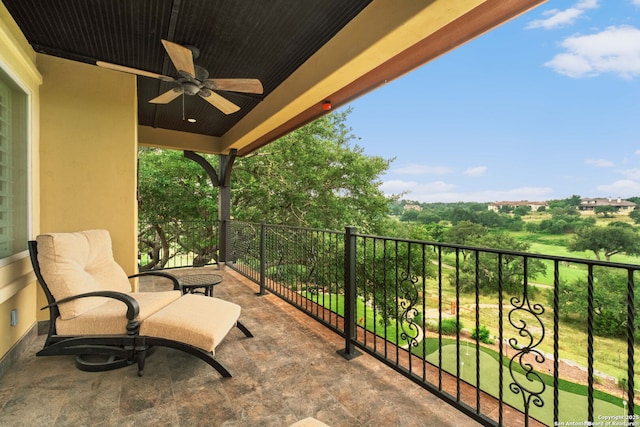 44 Oakland, Boerne, TX 78006 - balcony with ceiling fan