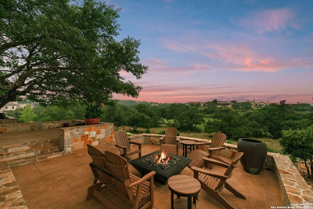 44 Oakland, Boerne, TX 78006 - patio terrace at dusk with a fire pit and a patio
