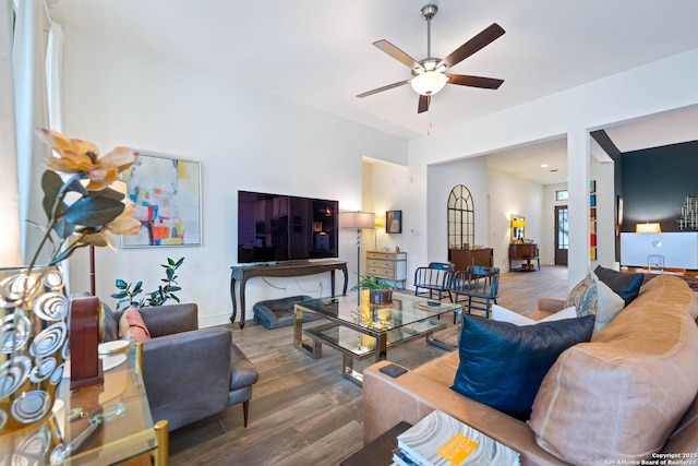 1235 Yaupon, New Braunfels, TX 78132 - living area with ceiling fan and wood finished floors