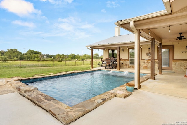 381 Schneider Rd, Seguin, TX 78155 - swimming pool with a ceiling fan, a patio, and outdoor dining space