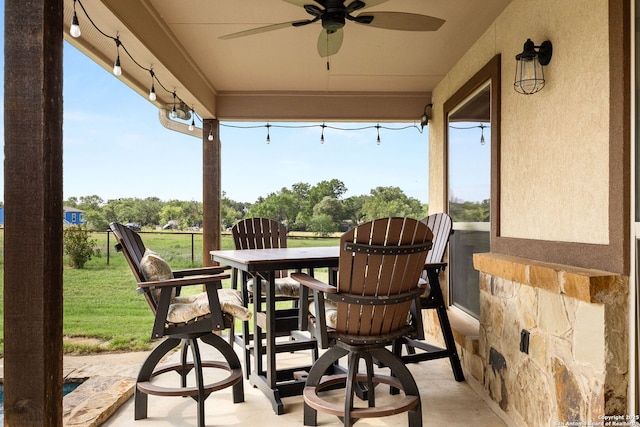 381 Schneider Rd, Seguin, TX 78155 - view of patio / terrace featuring ceiling fan and outdoor dining area