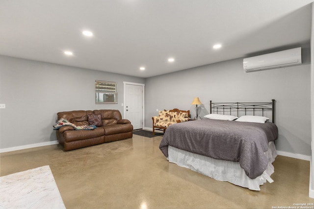 381 Schneider Rd, Seguin, TX 78155 - bedroom featuring a wall mounted AC, baseboards, and recessed lighting