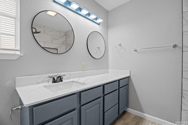 7626 Westfield, San Antonio, TX 78227 - bathroom with vanity and wood finished floors