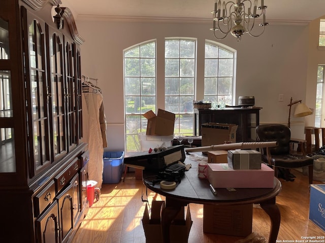 19102 Weeping Oak, Spring, TX 77388 - dining space with ornamental molding, light wood-style floors, and healthy amount of natural light
