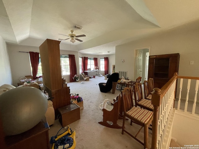19102 Weeping Oak, Spring, TX 77388 - carpeted living room featuring ceiling fan