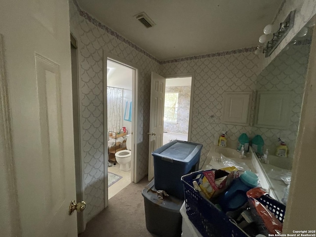 19102 Weeping Oak, Spring, TX 77388 - bathroom with wallpapered walls