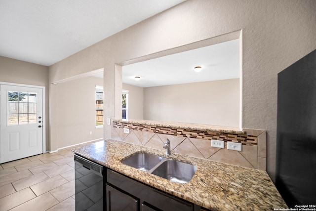 445 Auburn Park, Schertz, TX 78154 - kitchen with a sink, dishwasher, decorative backsplash, and plenty of natural light