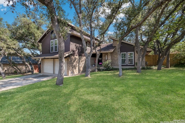 2930 Low Oak St, San Antonio, TX 78232 - view of front of property featuring a garage, concrete driveway, and brick siding