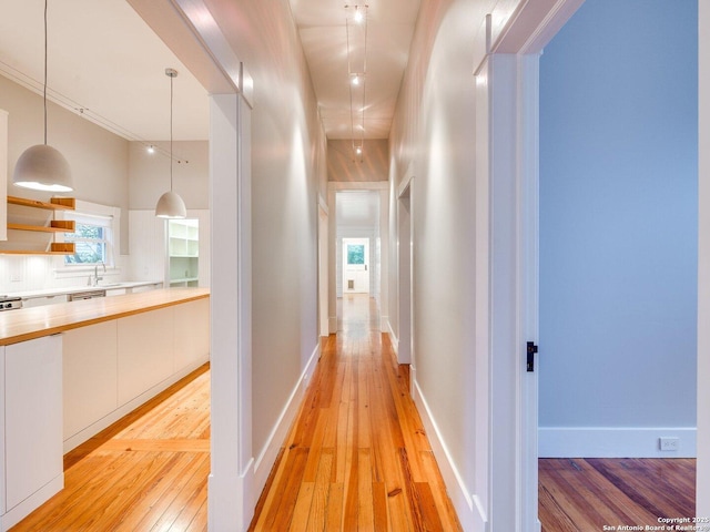 302 Cedar, San Antonio, TX 78210 - corridor featuring light wood finished floors and a sink