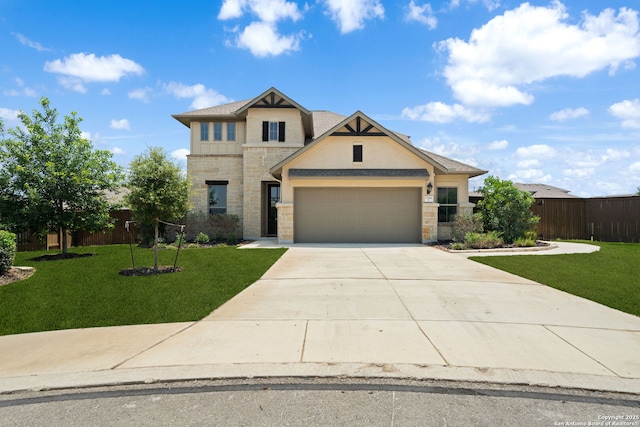 12414 Mineshaft, San Antonio, TX 78254 - view of front of property featuring stone siding, concrete driveway, and an attached garage