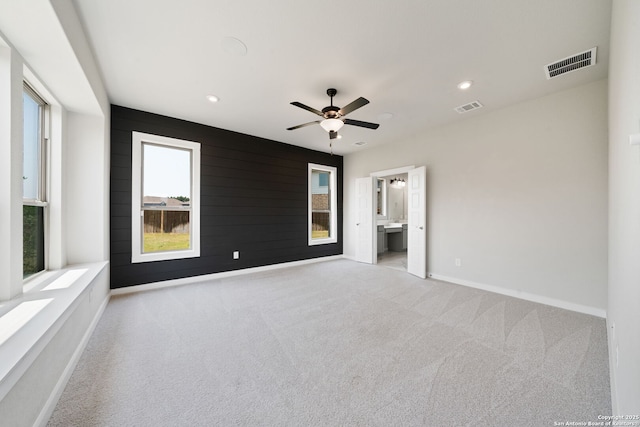 12414 Mineshaft, San Antonio, TX 78254 - unfurnished bedroom featuring baseboards, carpet, recessed lighting, ensuite bath, and a ceiling fan