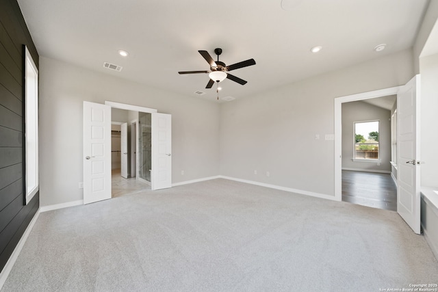 12414 Mineshaft, San Antonio, TX 78254 - unfurnished bedroom with light colored carpet, baseboards, recessed lighting, and a ceiling fan
