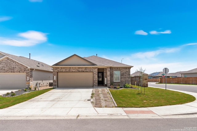 5903 Geronimo, Seguin, TX 78155 - view of front of home with a garage, brick siding, and driveway