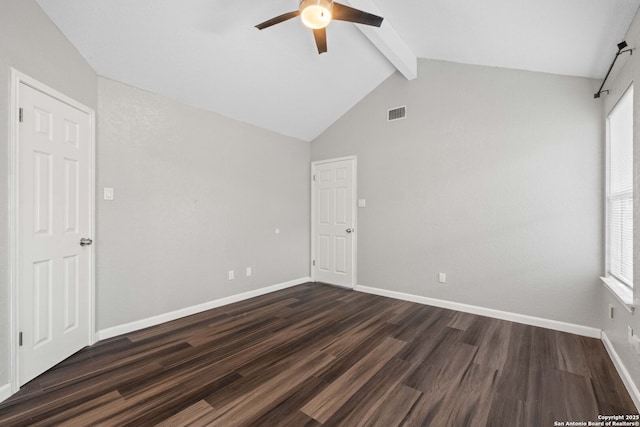 6909 Quail Lk, San Antonio, TX 78244 - empty room with ceiling fan, dark wood-style floors, baseboards, and healthy amount of natural light