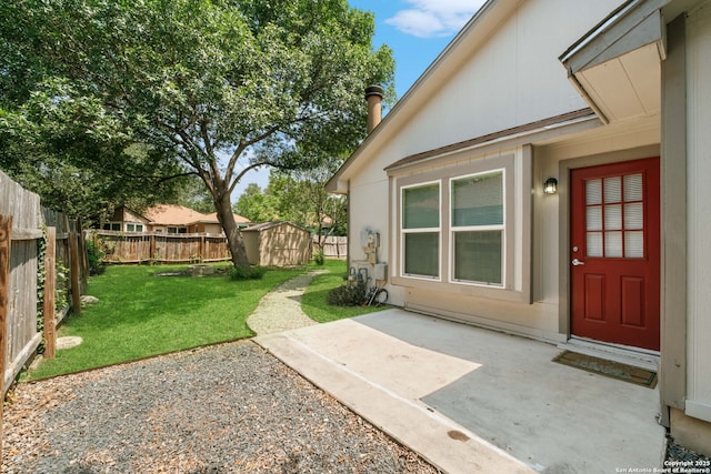 6909 Quail Lk, San Antonio, TX 78244 - view of yard with a patio, a storage shed, and an outdoor structure