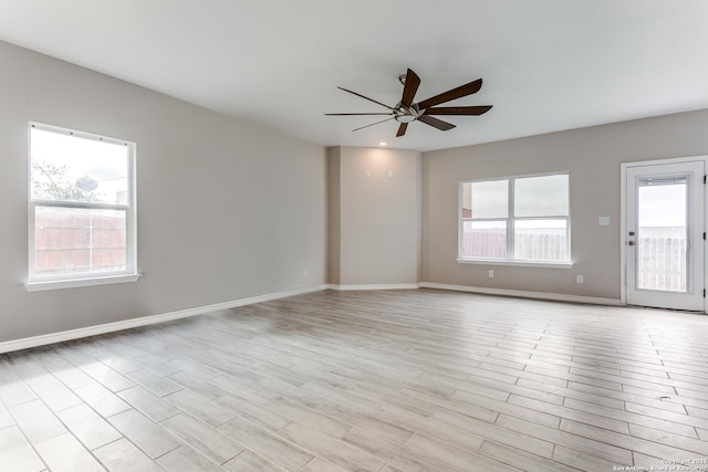 13508 Cranbrook, Live Oak, TX 78233 - empty room with a ceiling fan, baseboards, and light wood-style floors