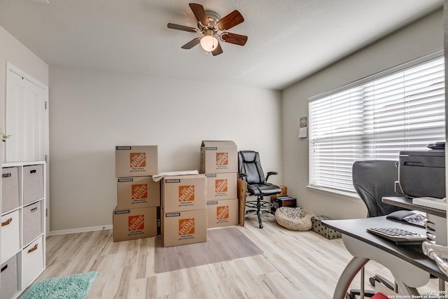 11014 Palomino, San Antonio, TX 78245 - office space with light wood-style floors, a ceiling fan, and baseboards