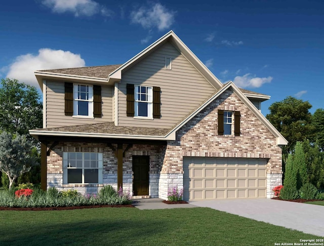 11922 Vista Hbr, Live Oak, TX 78233 - craftsman house with brick siding, concrete driveway, and a front yard