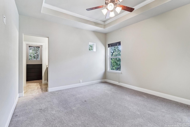 6327 Almeria Cir, San Antonio, TX 78257 - carpeted spare room with ornamental molding, healthy amount of natural light, a raised ceiling, and ceiling fan