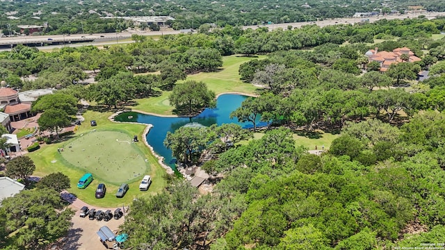 6327 Almeria Cir, San Antonio, TX 78257 - bird's eye view of a nearby body of water, a tree filled landscape, and a local golf course