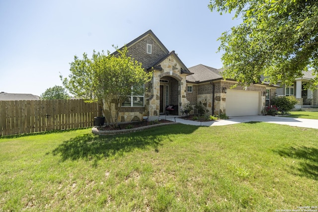 3308 Ashleys, Marion, TX 78124 - view of front of house featuring stone siding, a garage, driveway, and brick siding
