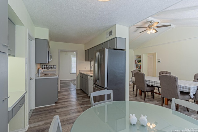 5718 Ponderosa Dr, San Antonio, TX 78240 - dining space with dark wood-type flooring and ceiling fan