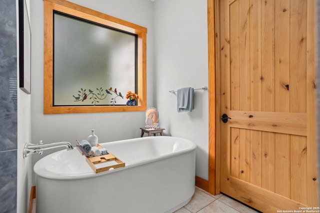1133 Horseshoe Fls, Bandera, TX 78003 - bathroom with a soaking tub and tile patterned floors