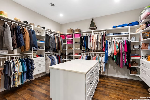 1133 Horseshoe Fls, Bandera, TX 78003 - walk in closet with dark wood finished floors