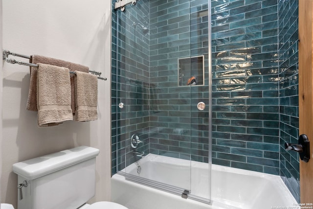 1133 Horseshoe Fls, Bandera, TX 78003 - bathroom with toilet and shower / bath combination with glass door