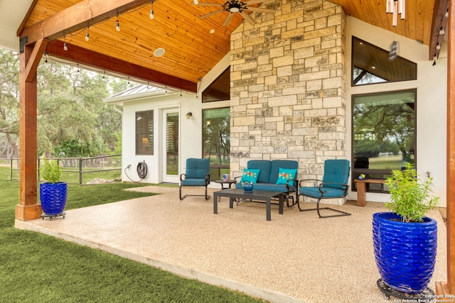 1133 Horseshoe Fls, Bandera, TX 78003 - view of patio with a ceiling fan and outdoor lounge area