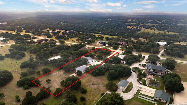 1133 Horseshoe Fls, Bandera, TX 78003 - aerial view of property and surrounding area featuring property parcel outlined
