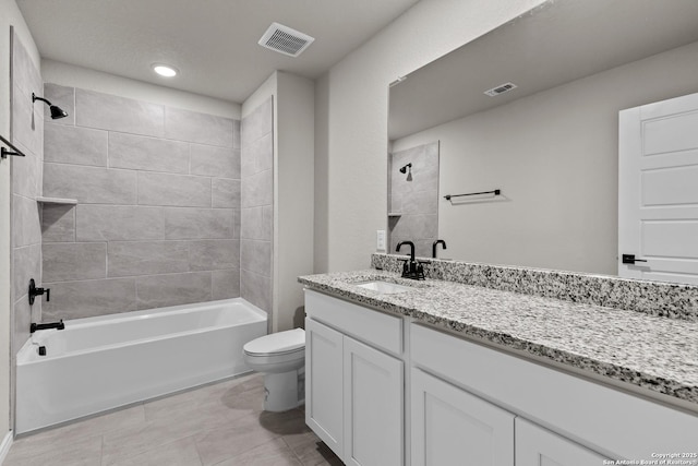 6610 Lowrie Block, San Antonio, TX 78239 - full bathroom featuring toilet, shower / tub combination, vanity, and recessed lighting
