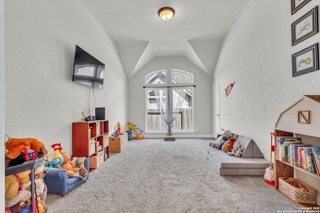 2977 Grove, Seguin, TX 78155 - rec room with carpet flooring, lofted ceiling, and baseboards