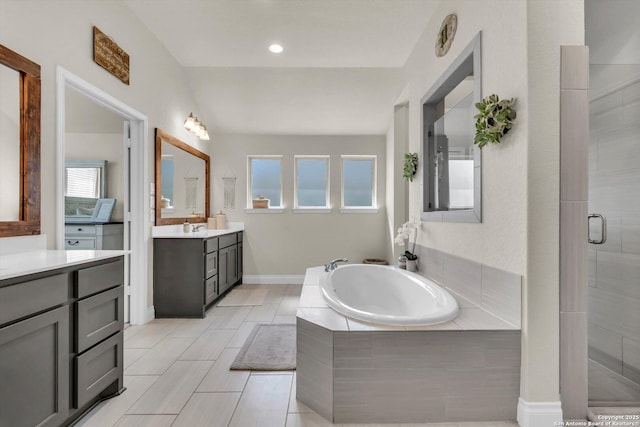 2977 Grove, Seguin, TX 78155 - full bath with a garden tub, a stall shower, and vanity