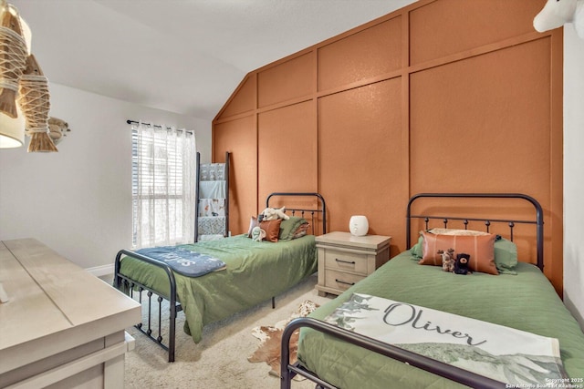 2977 Grove, Seguin, TX 78155 - bedroom with lofted ceiling and light carpet
