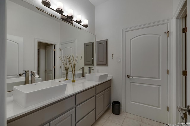 19902 Messina, San Antonio, TX 78258 - full bathroom with tile patterned flooring and double vanity