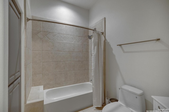 19902 Messina, San Antonio, TX 78258 - bathroom featuring toilet and shower / bath combo with shower curtain