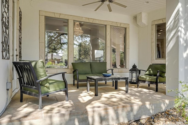 19902 Messina, San Antonio, TX 78258 - view of patio / terrace featuring ceiling fan and outdoor lounge area