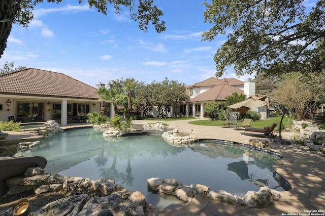 19902 Messina, San Antonio, TX 78258 - view of swimming pool featuring a patio area and a pool with connected hot tub