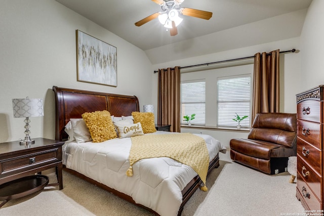 5502 Waldon Walk, San Antonio, TX 78261 - carpeted bedroom with lofted ceiling and a ceiling fan
