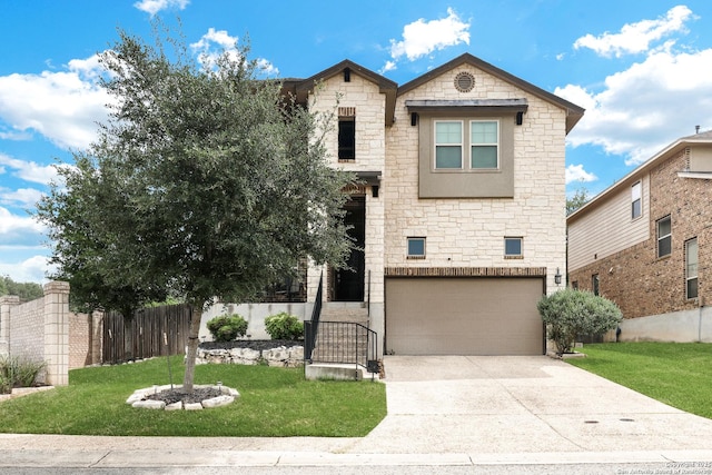 23534 Enchanted Bnd, San Antonio, TX 78260 - view of front of house with stone siding, a garage, and concrete driveway