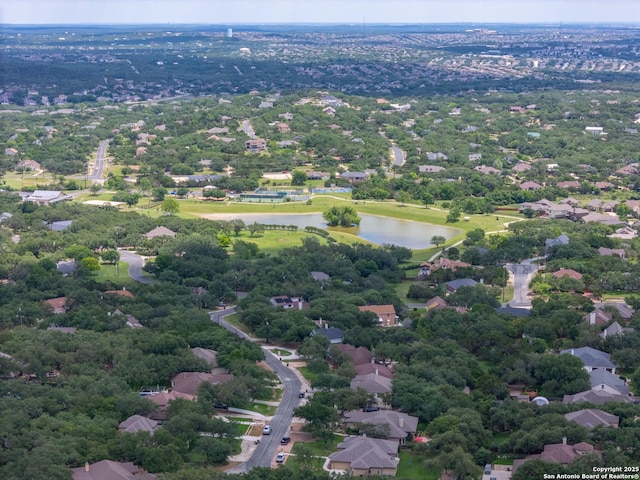 aerial view of a nearby body of water