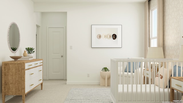 32117 Lemon Mint, Bulverde, TX 78163 - bedroom with baseboards, light carpet, and a crib