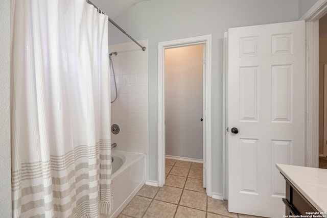 140 Eagle Vail, San Antonio, TX 78258 - full bathroom with vanity, tile patterned flooring, shower / bath combo, and baseboards